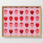Les Fraises | 01 - Fruit Print Pink And Red Strawberry Preppy Modern Decor Abstract Strawberries Serving Tray Gallery Image 1