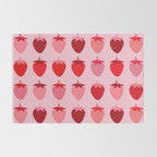 Les Fraises | 01 - Fruit Print Pink And Red Strawberry Preppy Modern Decor Abstract Strawberries Rug Gallery Image 2