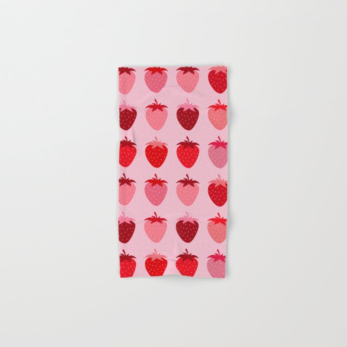 Les Fraises | 01 - Fruit Print Pink And Red Strawberry Preppy Modern Decor Abstract Strawberries Bath Towel Gallery Image 1