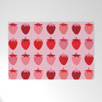 Les Fraises | 01 - Fruit Print Pink And Red Strawberry Preppy Modern Decor Abstract Strawberries Welcome Mat Gallery Image 1