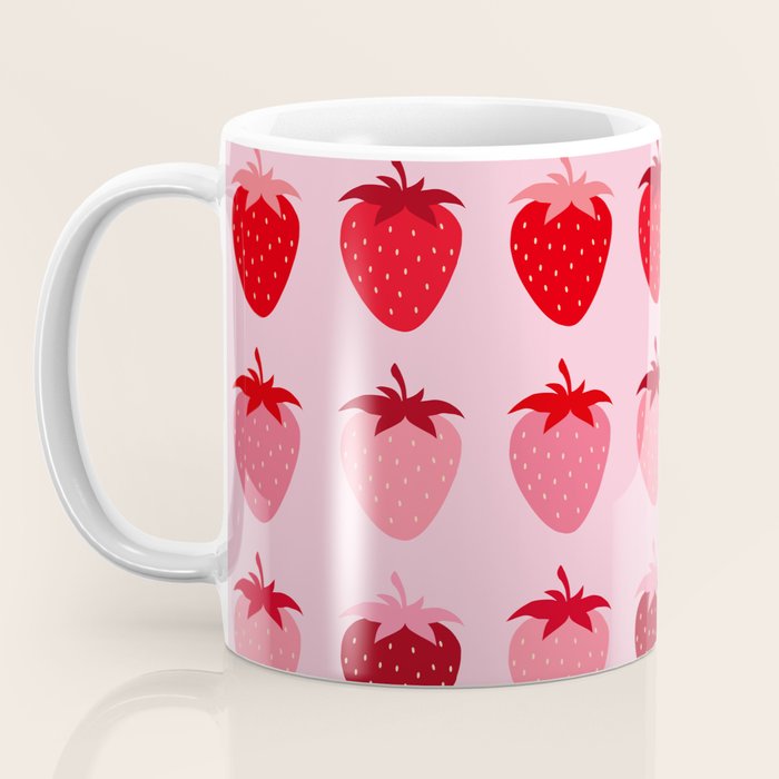 Les Fraises | 01 - Fruit Print Pink And Red Strawberry Preppy Modern Decor Abstract Strawberries Coffee Mug Gallery Image 3