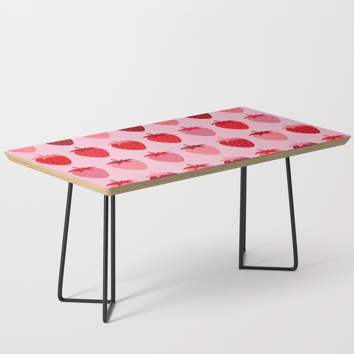 Les Fraises | 01 - Fruit Print Pink And Red Strawberry Preppy Modern Decor Abstract Strawberries Coffee Table Gallery Image 1