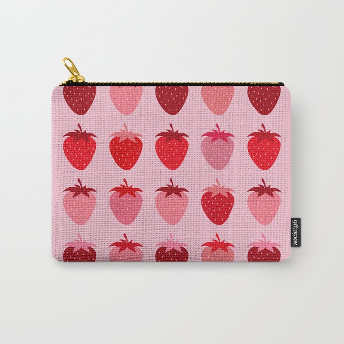 Les Fraises | 01 - Fruit Print Pink And Red Strawberry Preppy Modern Decor Abstract Strawberries Carry All Pouch Gallery Image 1