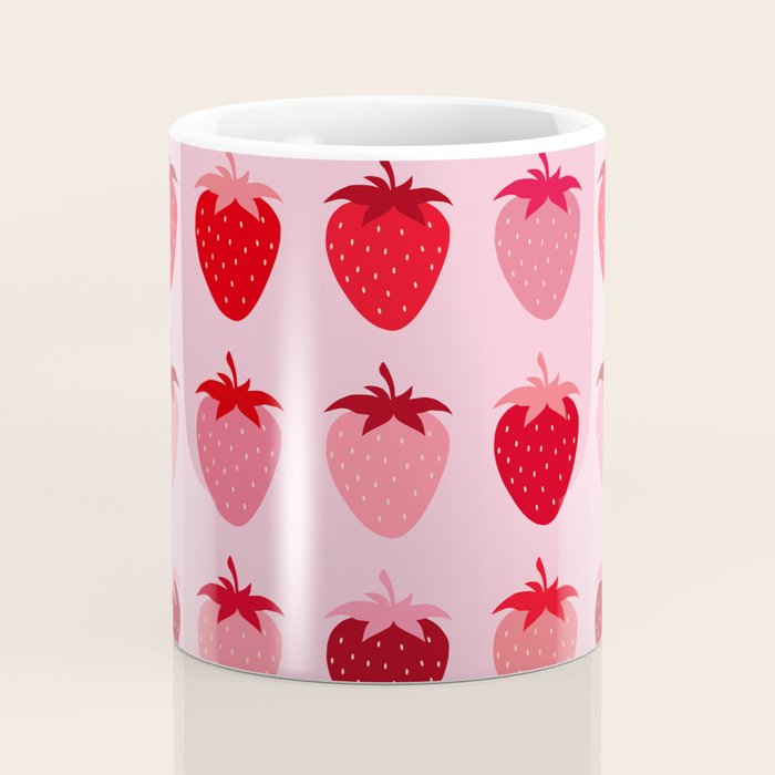 Les Fraises | 01 - Fruit Print Pink And Red Strawberry Preppy Modern Decor Abstract Strawberries Coffee Mug Gallery Image 4