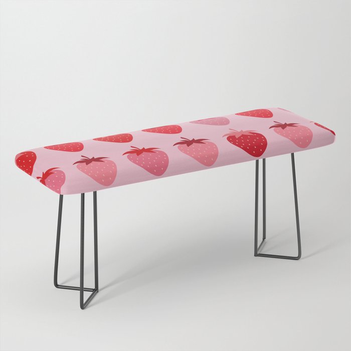 Les Fraises | 01 - Fruit Print Pink And Red Strawberry Preppy Modern Decor Abstract Strawberries Bench Gallery Image 1