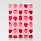 Les Fraises | 01 - Fruit Print Pink And Red Strawberry Preppy Modern Decor Abstract Strawberries Stationery Card Gallery Image 2