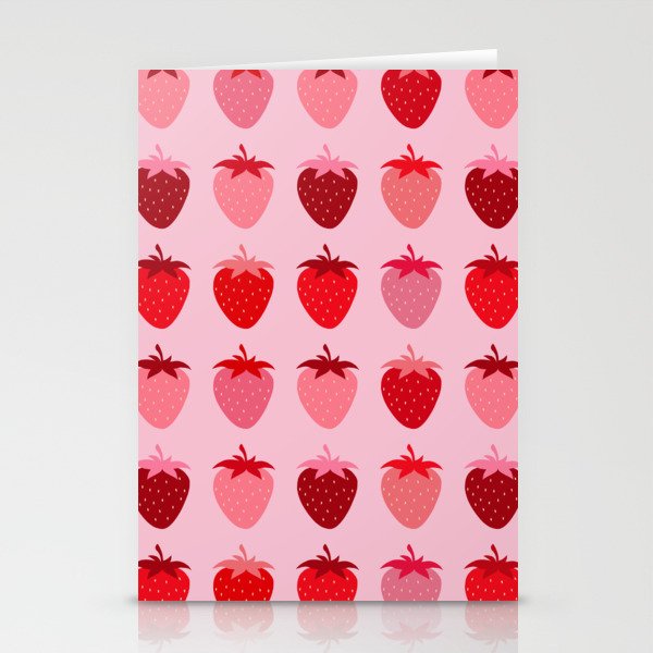 Les Fraises | 01 - Fruit Print Pink And Red Strawberry Preppy Modern Decor Abstract Strawberries Stationery Card Gallery Image 2