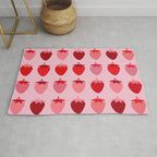 Les Fraises | 01 - Fruit Print Pink And Red Strawberry Preppy Modern Decor Abstract Strawberries Rug Gallery Image 1