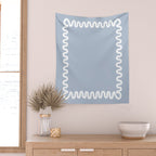 Wavy Lines - Blue White Wall Tapestry Gallery Image 2