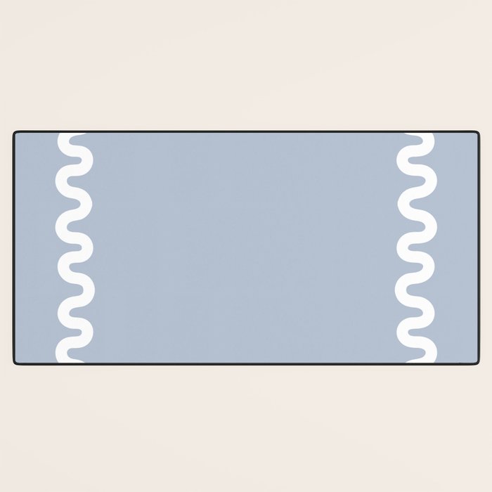Wavy Lines - Blue White Desk Mat Gallery Image 3
