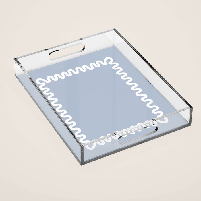 Wavy Lines - Blue White Acrylic Tray Gallery Image 1