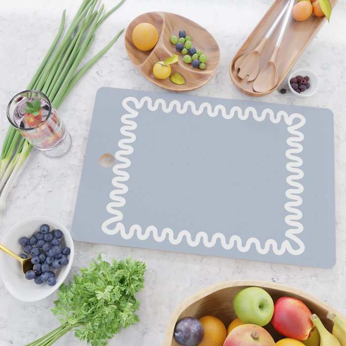 Wavy Lines - Blue White Cutting Board Gallery Image 2