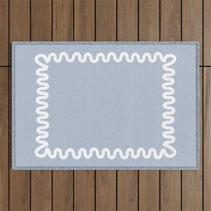 Wavy Lines - Blue White Outdoor Rug Gallery Image 1