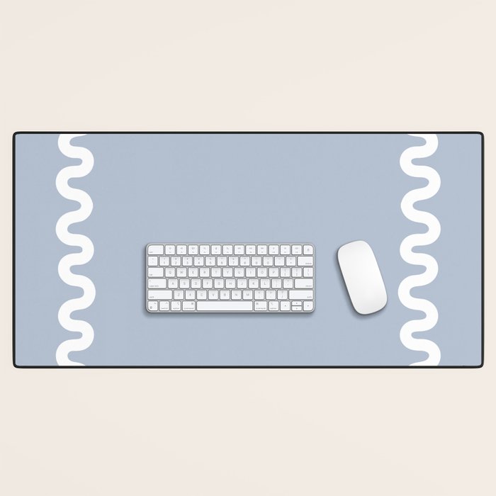 Wavy Lines - Blue White Desk Mat Gallery Image 1
