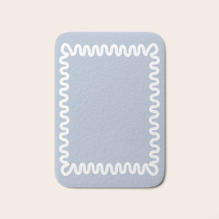 Wavy Lines - Blue White Bath Mat Gallery Image 1