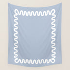 Wavy Lines - Blue White Wall Tapestry Gallery Image 4