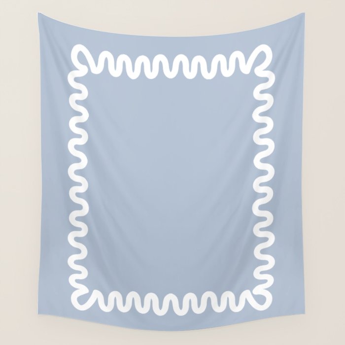 Wavy Lines - Blue White Wall Tapestry Gallery Image 4