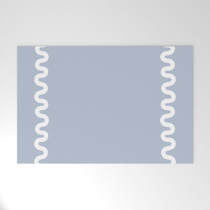Wavy Lines - Blue White Welcome Mat Gallery Image 1