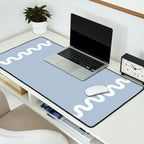 Wavy Lines - Blue White Desk Mat Gallery Image 2