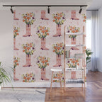 Western Floral Cowboy Boots Pattern Wall Mural Gallery Image 1