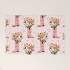 Western Floral Cowboy Boots Pattern Welcome Mat Gallery Image 1