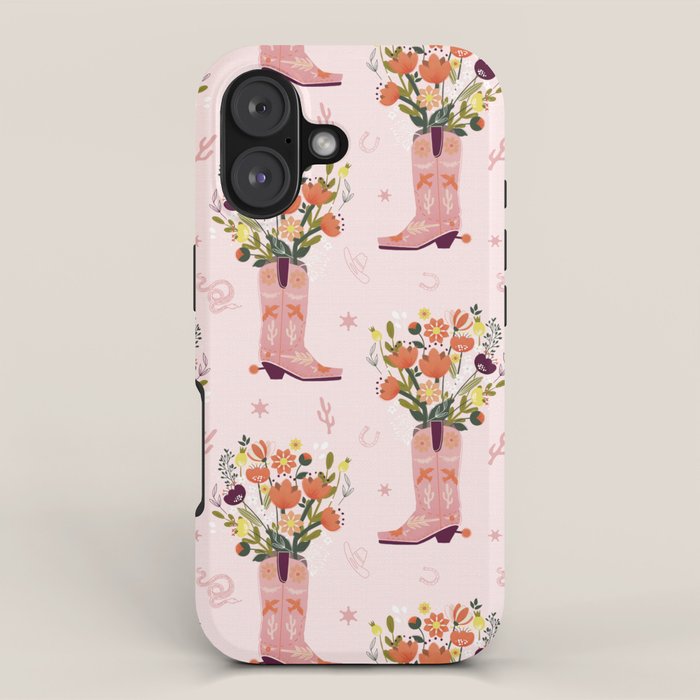 Western Floral Cowboy Boots Pattern iPhone Case Gallery Image 1