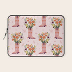 Western Floral Cowboy Boots Pattern Laptop Sleeve Gallery Image 1
