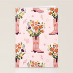Western Floral Cowboy Boots Pattern Stationery Card Gallery Image 2