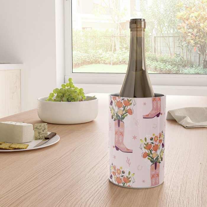 Western Floral Cowboy Boots Pattern Wine Chiller Gallery Image 4