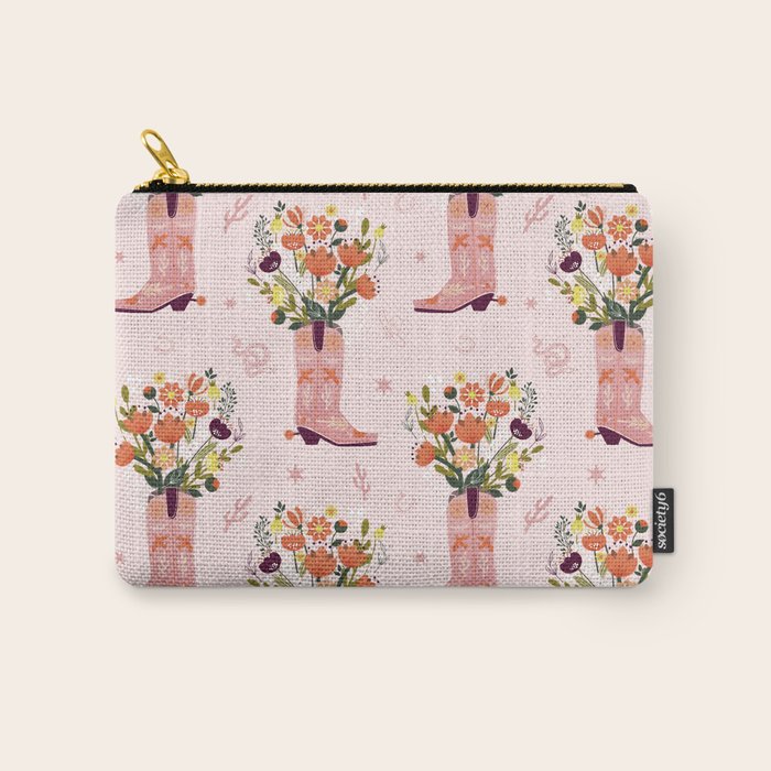 Western Floral Cowboy Boots Pattern Carry All Pouch Gallery Image 1