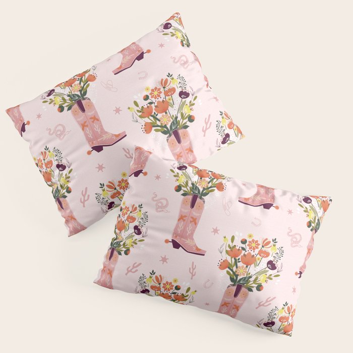 Western Floral Cowboy Boots Pattern Pillow Sham Gallery Image 1