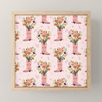 Western Floral Cowboy Boots Pattern Mini Art Print Gallery Image 1