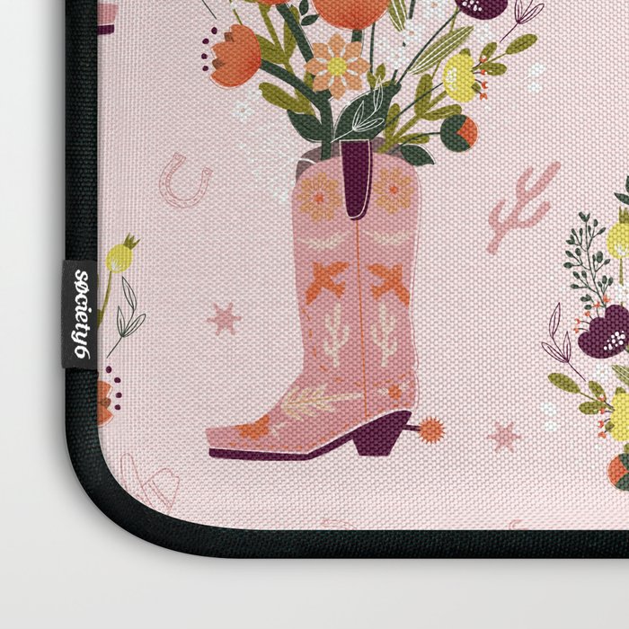Western Floral Cowboy Boots Pattern Laptop Sleeve Gallery Image 3