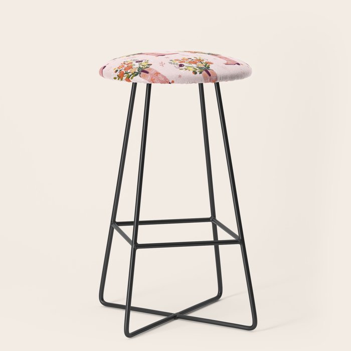 Western Floral Cowboy Boots Pattern Stool Gallery Image 1