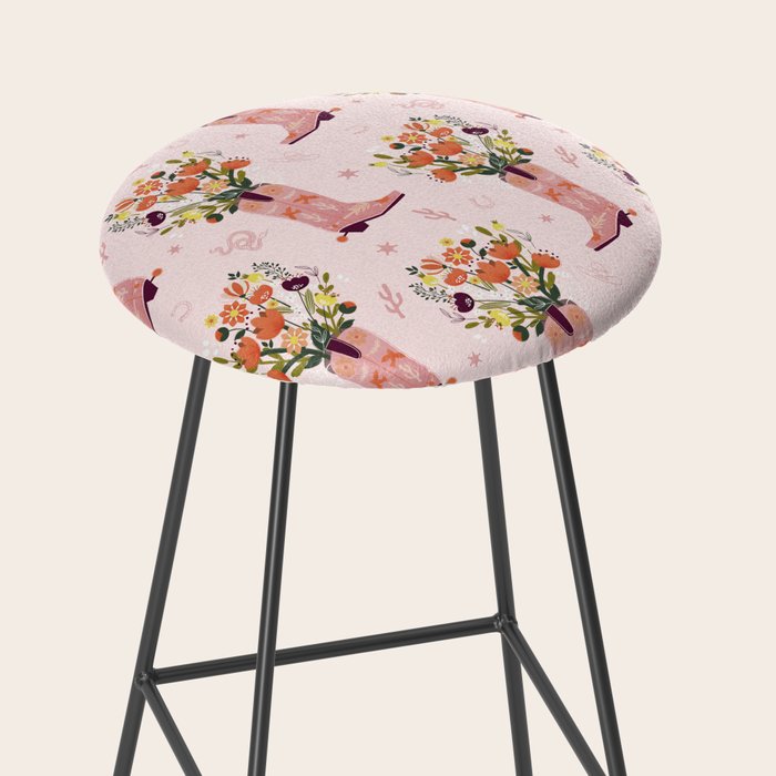 Western Floral Cowboy Boots Pattern Stool Gallery Image 2