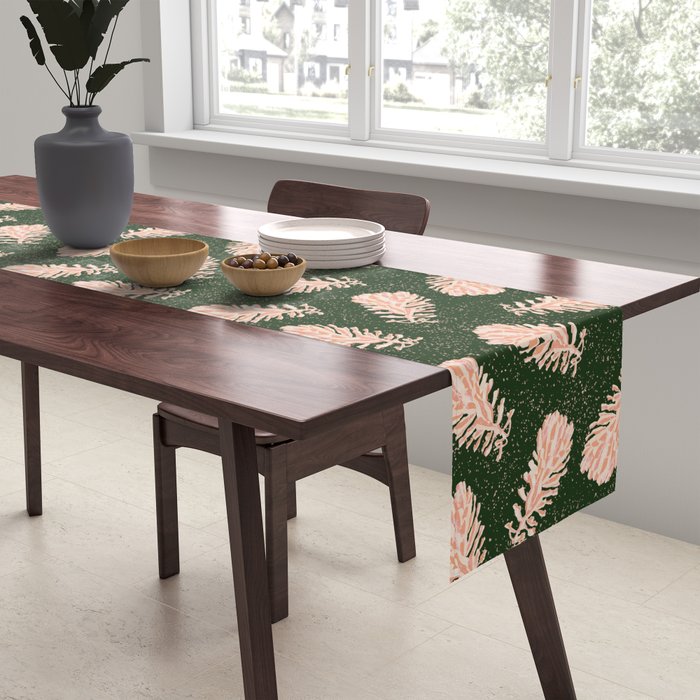 Dancing Pinecones in Forest Green & Pink Table Runner Gallery Image 2
