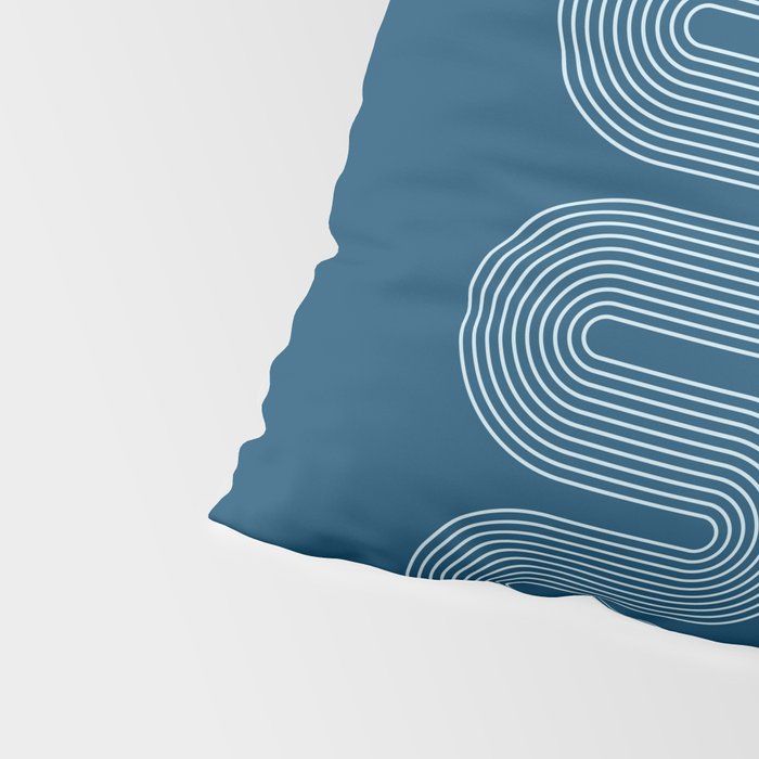 Mid Century Modern Geometric 101 in night Blue (Rainbow Abstract) Pillow Sham Gallery Image 4