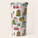 Cozy Village House Pattern Travel Mug Gallery Image 2