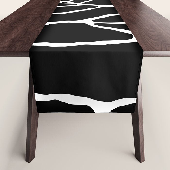 Black and white water wave ripple pattern Table Runner Gallery Image 1
