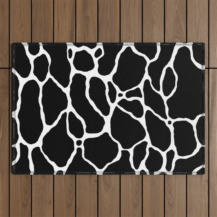 Black and white water wave ripple pattern Outdoor Rug Gallery Image 1