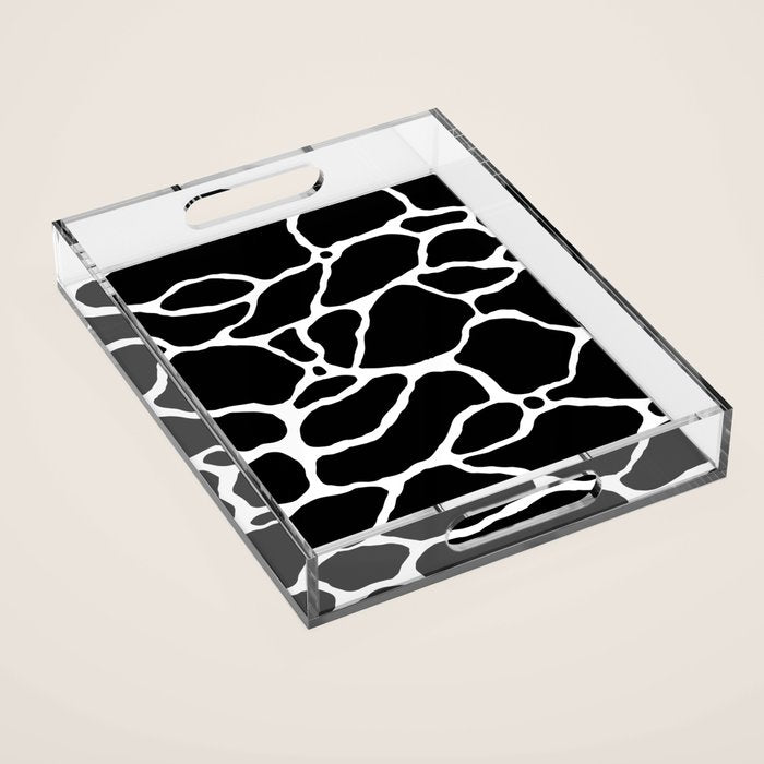 Black and white water wave ripple pattern Acrylic Tray Gallery Image 1