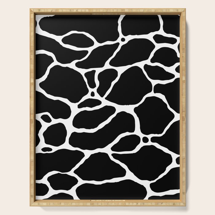 Black and white water wave ripple pattern Serving Tray Gallery Image 1