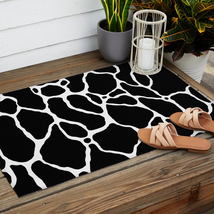 Black and white water wave ripple pattern Outdoor Rug Gallery Image 2