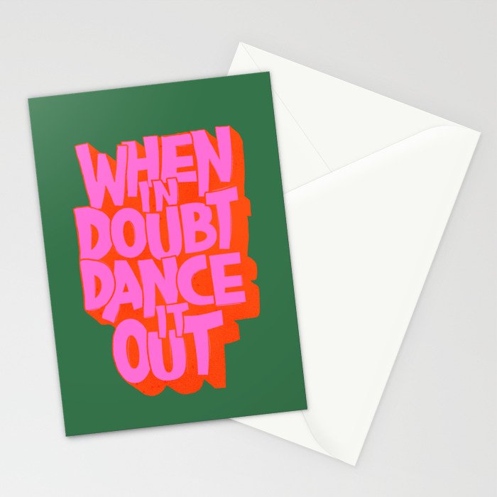 Dance It Out Pink And Green Stationery Card Gallery Image 2