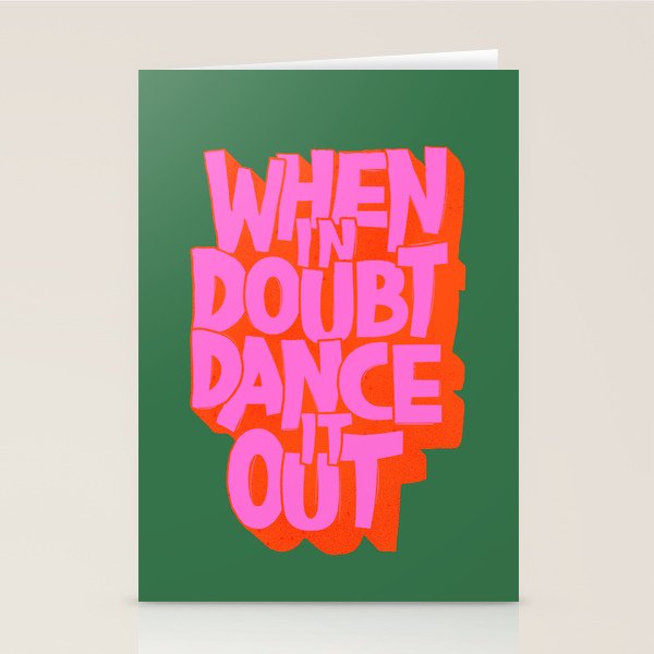 Dance It Out Pink And Green Stationery Card Gallery Image 1
