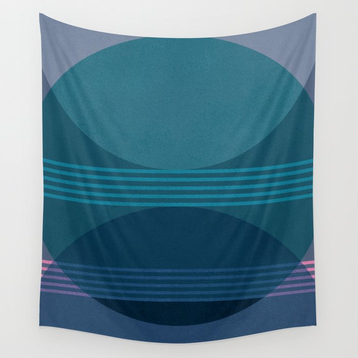Abstraction_BLUE_LANDSCAPE_MOONLIGHT_NATURE_POP_ART_)521A Wall Tapestry Gallery Image 4