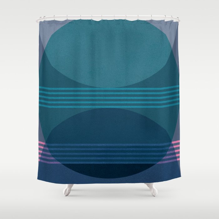 Abstraction_BLUE_LANDSCAPE_MOONLIGHT_NATURE_POP_ART_)521A Shower Curtain Gallery Image 1