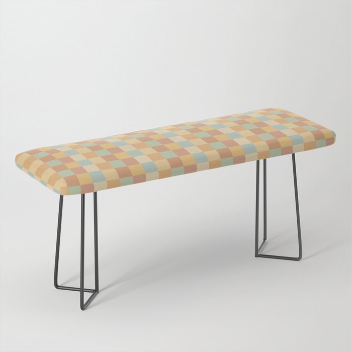 Checkered Multicolor Pattern II Warm Pastel Rainbow Bench Gallery Image 1
