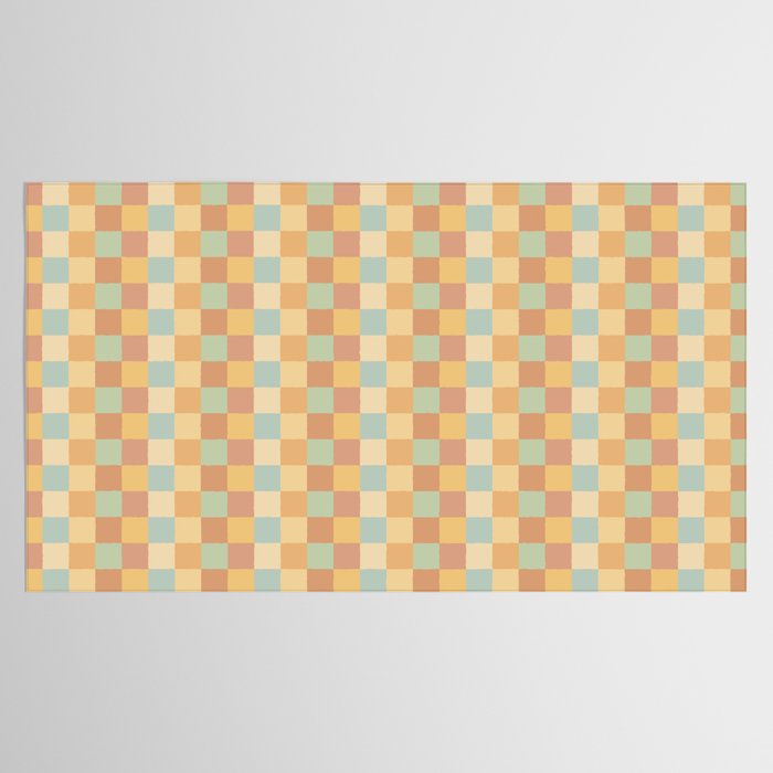 Checkered Multicolor Pattern II Warm Pastel Rainbow Tablecloth Gallery Image 2