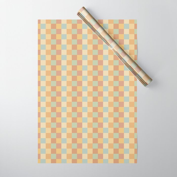 Checkered Multicolor Pattern II Warm Pastel Rainbow Wrapping Paper Gallery Image 1